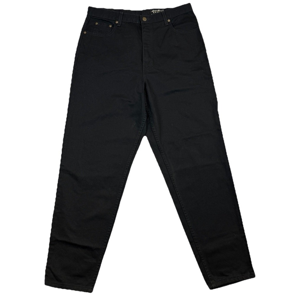 Eddie Bauer Jeans Women's Tapered Straight Leg Sz 16 Black 100% Cotton 90's Vibe